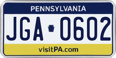 PA license plate JGA0602