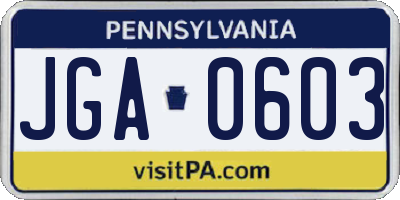 PA license plate JGA0603