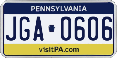 PA license plate JGA0606