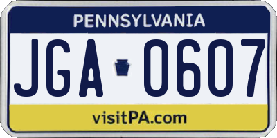 PA license plate JGA0607