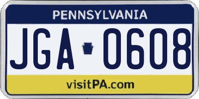 PA license plate JGA0608