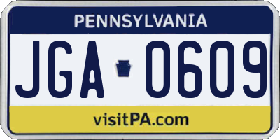 PA license plate JGA0609