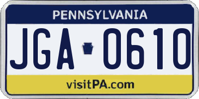 PA license plate JGA0610