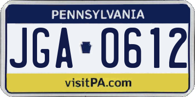 PA license plate JGA0612