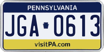 PA license plate JGA0613
