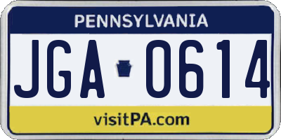 PA license plate JGA0614