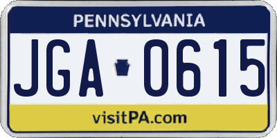 PA license plate JGA0615