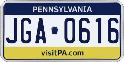 PA license plate JGA0616