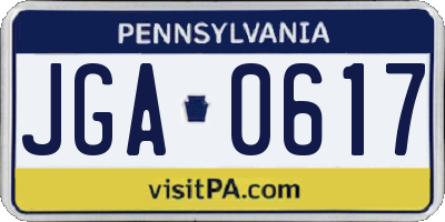 PA license plate JGA0617