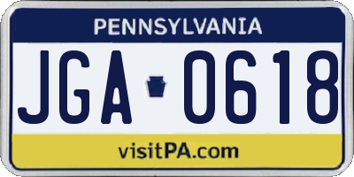 PA license plate JGA0618