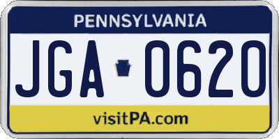 PA license plate JGA0620