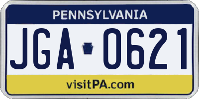 PA license plate JGA0621