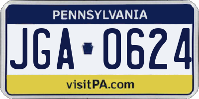 PA license plate JGA0624