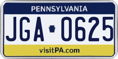 PA license plate JGA0625