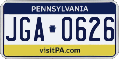 PA license plate JGA0626