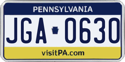 PA license plate JGA0630