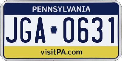 PA license plate JGA0631