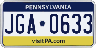 PA license plate JGA0633
