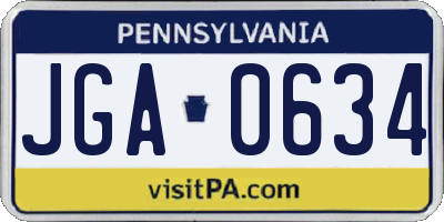 PA license plate JGA0634