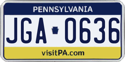 PA license plate JGA0636