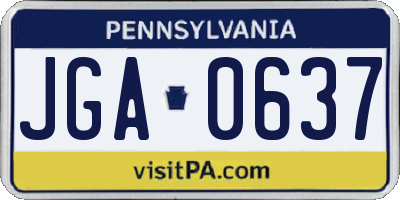 PA license plate JGA0637