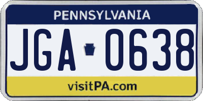 PA license plate JGA0638