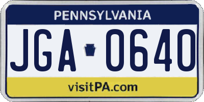 PA license plate JGA0640