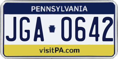 PA license plate JGA0642