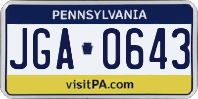 PA license plate JGA0643
