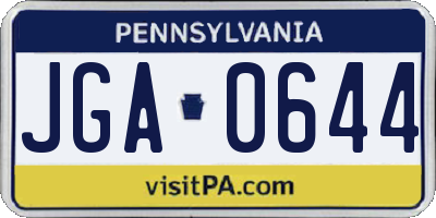 PA license plate JGA0644