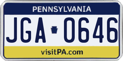 PA license plate JGA0646