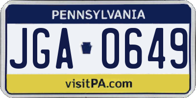 PA license plate JGA0649