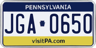 PA license plate JGA0650
