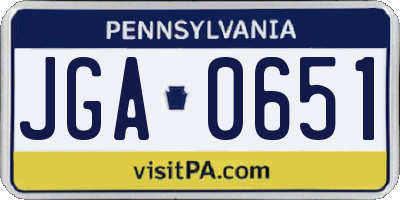 PA license plate JGA0651