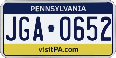 PA license plate JGA0652