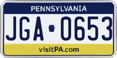 PA license plate JGA0653