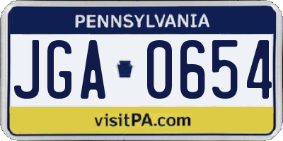 PA license plate JGA0654