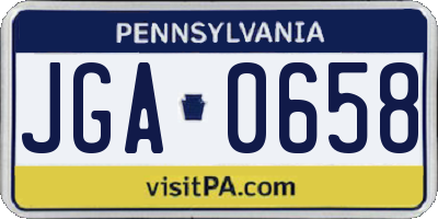 PA license plate JGA0658