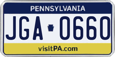 PA license plate JGA0660