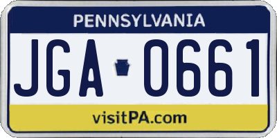 PA license plate JGA0661
