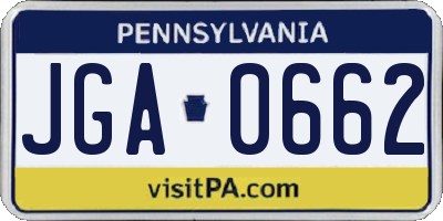 PA license plate JGA0662