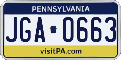 PA license plate JGA0663