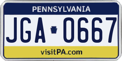 PA license plate JGA0667