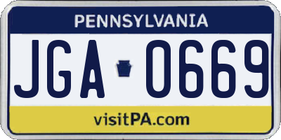 PA license plate JGA0669