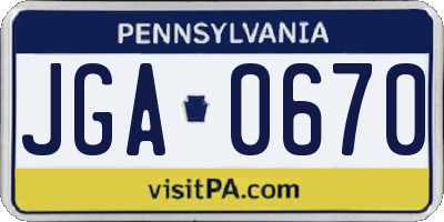PA license plate JGA0670