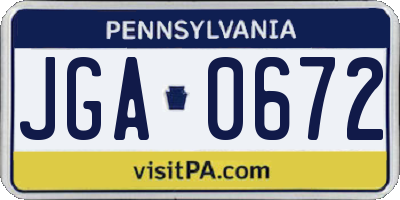 PA license plate JGA0672