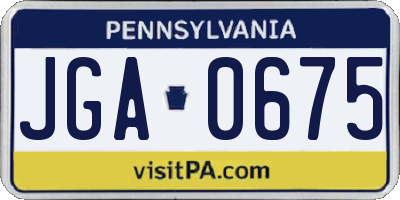 PA license plate JGA0675