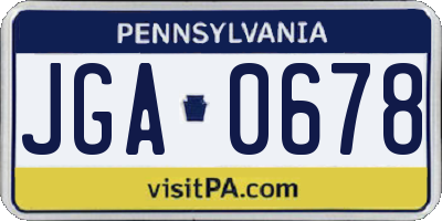PA license plate JGA0678