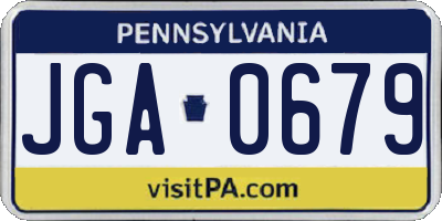 PA license plate JGA0679