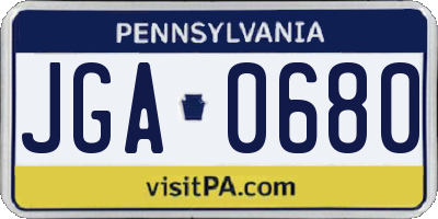 PA license plate JGA0680